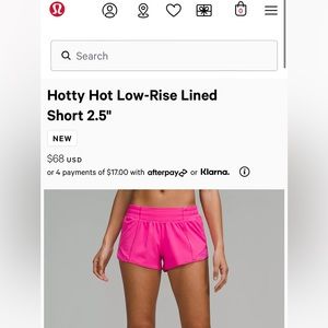Lulu lemon hotty hot low rise lined shorts 2.5”